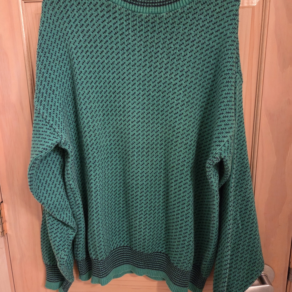 Men's Winona Knits Vintage Green Sweater Navy Pattern XLT